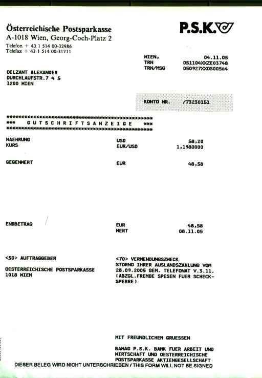 psk auslandsueberweisung/stornierung/