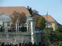 Budapest/Eagle in front of Varszinhaz (top of funicular)