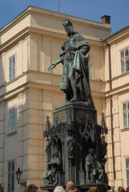 Prague 2013/Charles (Karl) IV. at the Old Town end of the bridge