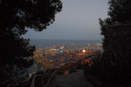 View over Barcelona from Montjuïc: Freight harbor