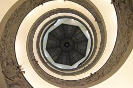 Musei Vaticani: bronze spiral staircase at exit from below