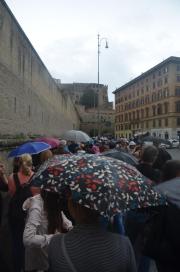 View towards the musei vaticani from the free entry queue towards the window we made the moonlight pic from two days before/(free entry on the last Sunday every month, but you have to queue for approximately 2 km to St Peter's square and back)