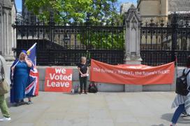 "We Voted Leave"/"The future's BTIGHT, the future's BREXIT"/in front of the Houses of Parliament/Also see the Remain-rally three days later 