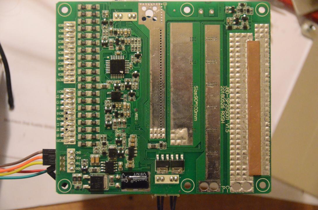 bms-jbd-sp20-s001-20s board/all 6 MOSFETS (C/P) are knb2910a/Software peculiarities: in contrast to the documented a5 response this one answers back the command code (dd a5 05 ... -> dd 04 00 28):/