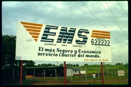 Nicaragua 1992/Managua/EMS-Werbung/Express Mail Service/El mas Seguro y Economico servicio Courier del mundo/otro servicio de telcor/telefono 622222